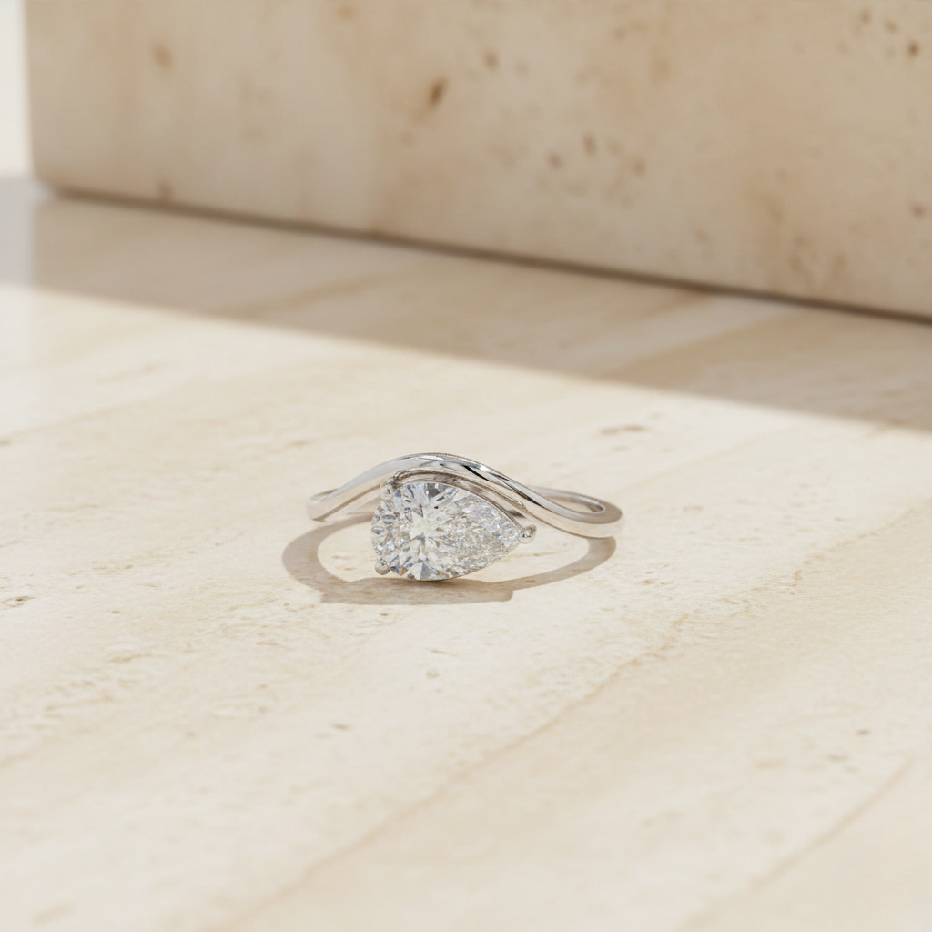 White Gold Pear Diamond Ring