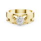 Round Diamond Cathedral Solitaire Ring with Wide Band