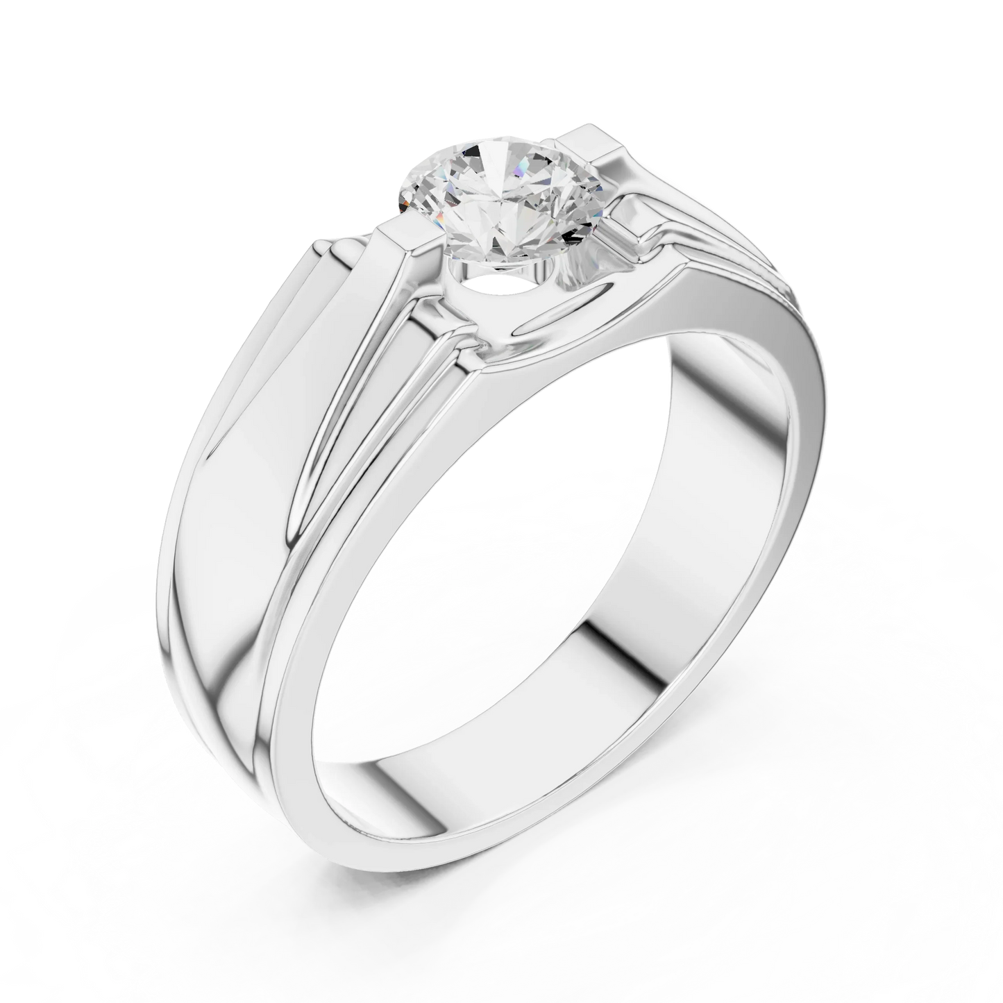 Men's Round Diamond Solitaire Ring