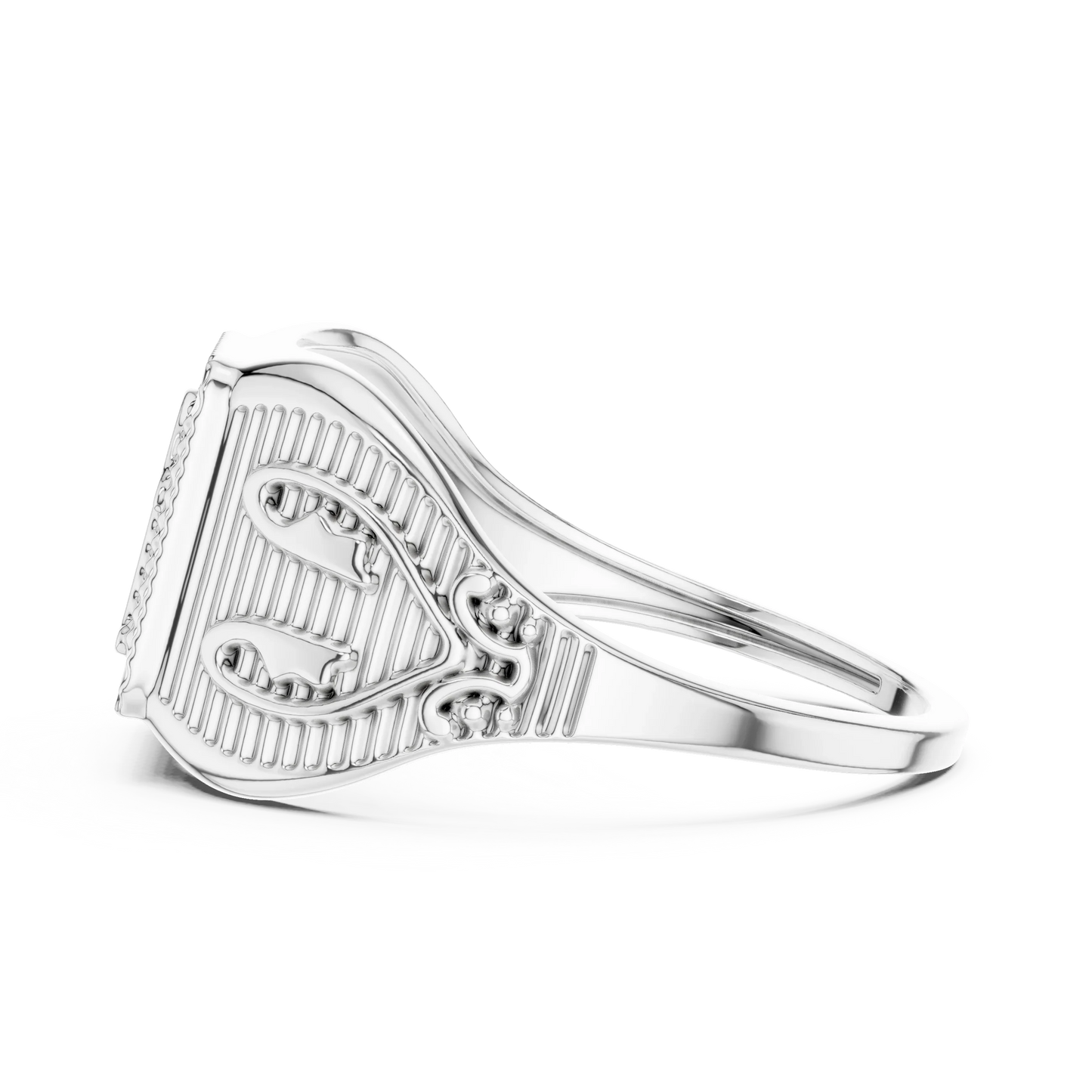 Ornate Rectangular Shri Symbol Signet Ring