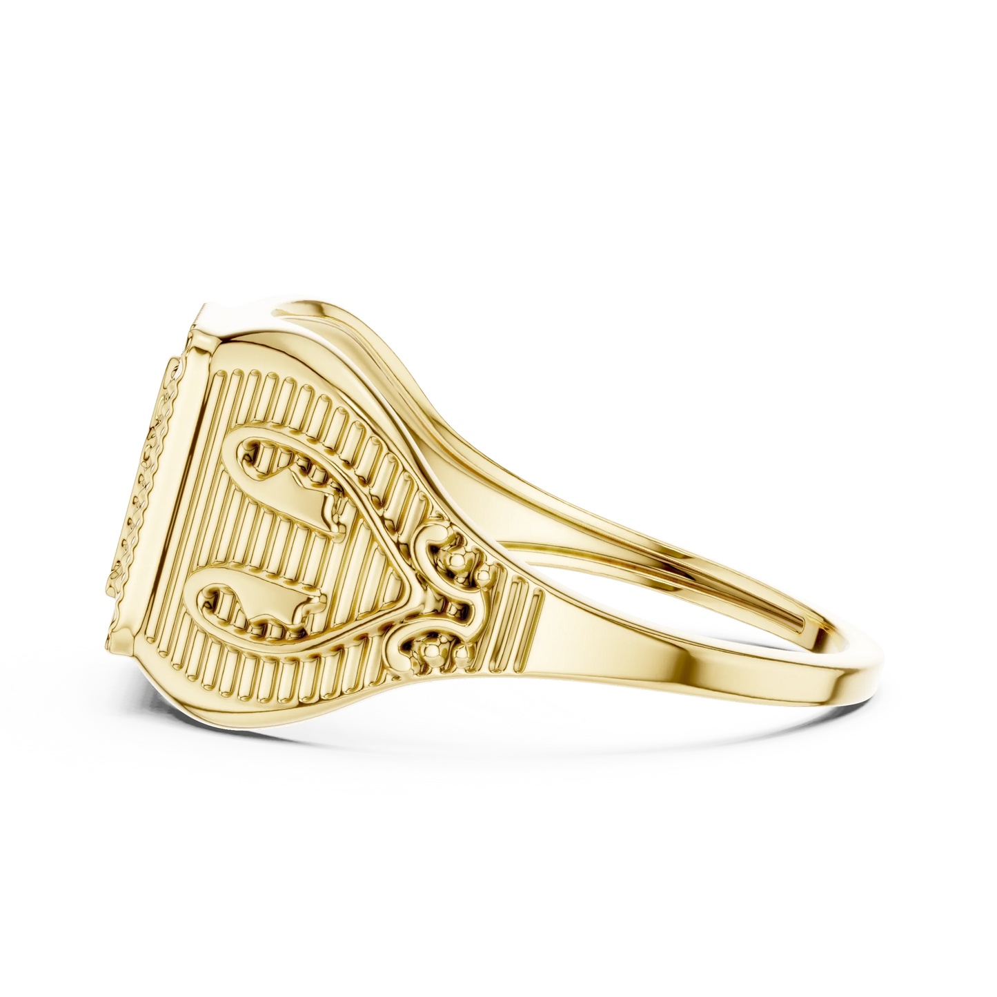 Ornate Rectangular Shri Symbol Signet Ring