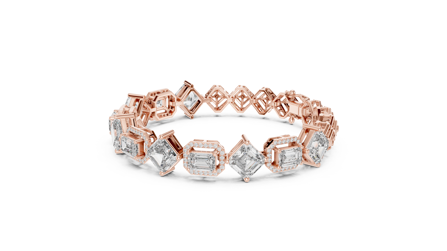 Unique Emerald Cut Diamond Tennis Bracelet