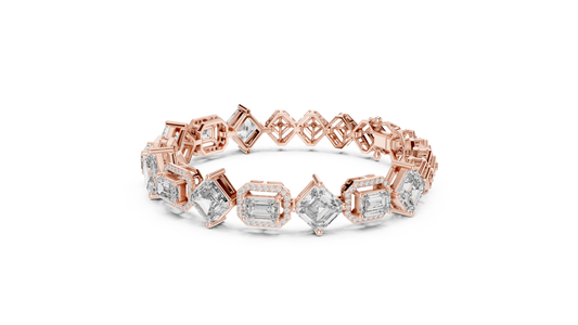 Unique Emerald Cut Diamond Tennis Bracelet