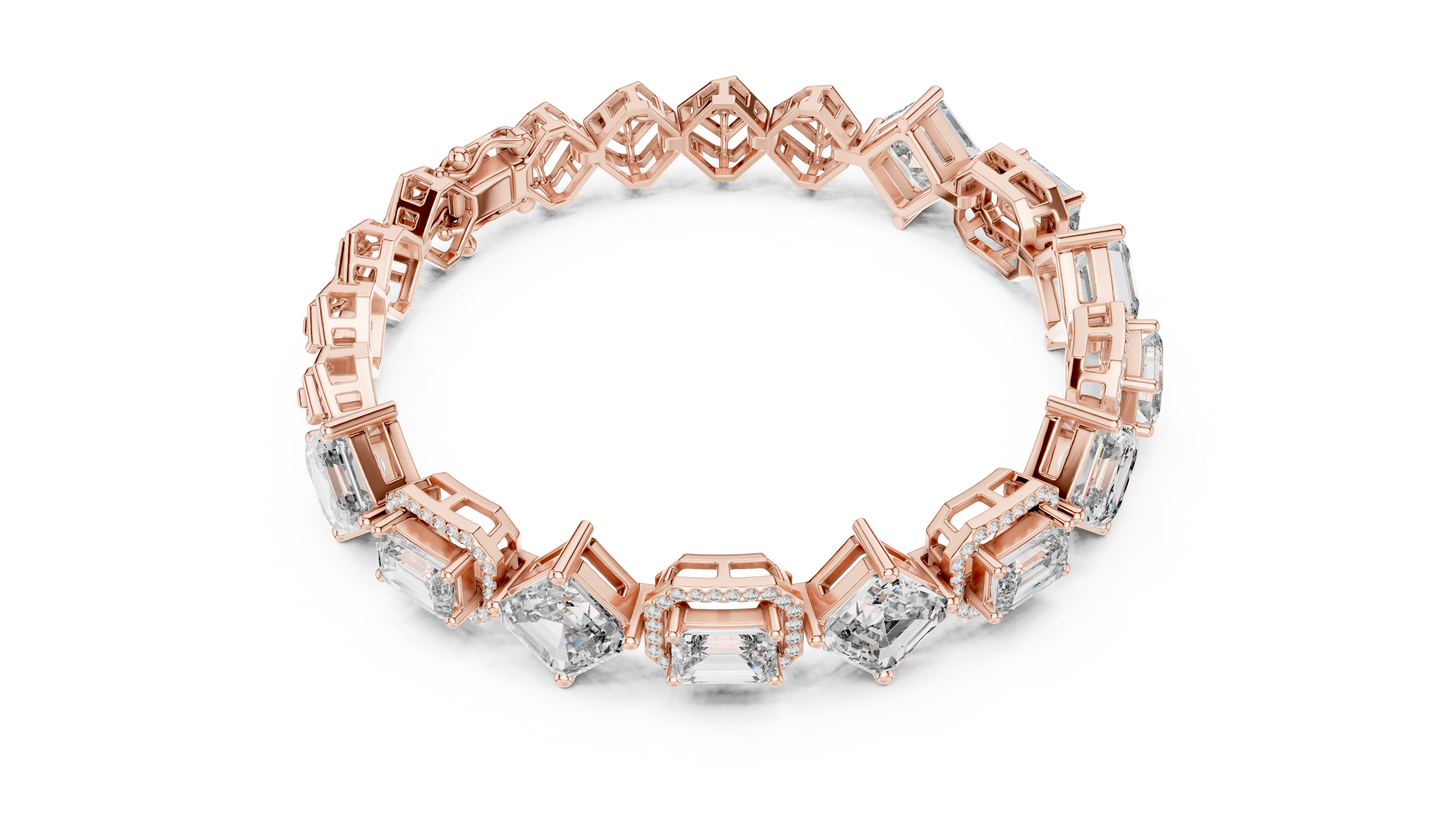 Unique Emerald Cut Diamond Tennis Bracelet