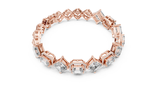 Unique Emerald Cut Diamond Tennis Bracelet