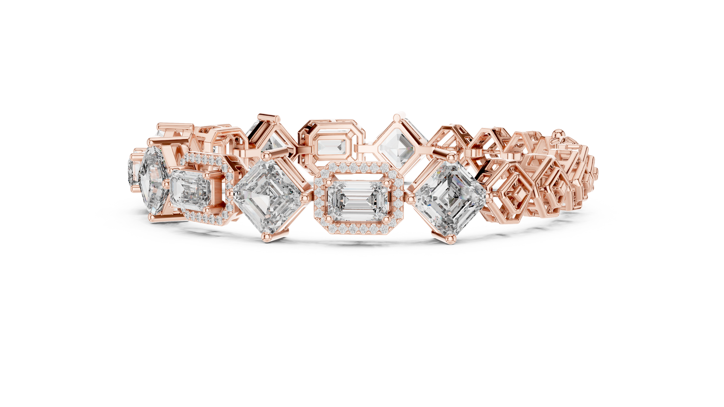 Unique Emerald Cut Diamond Tennis Bracelet