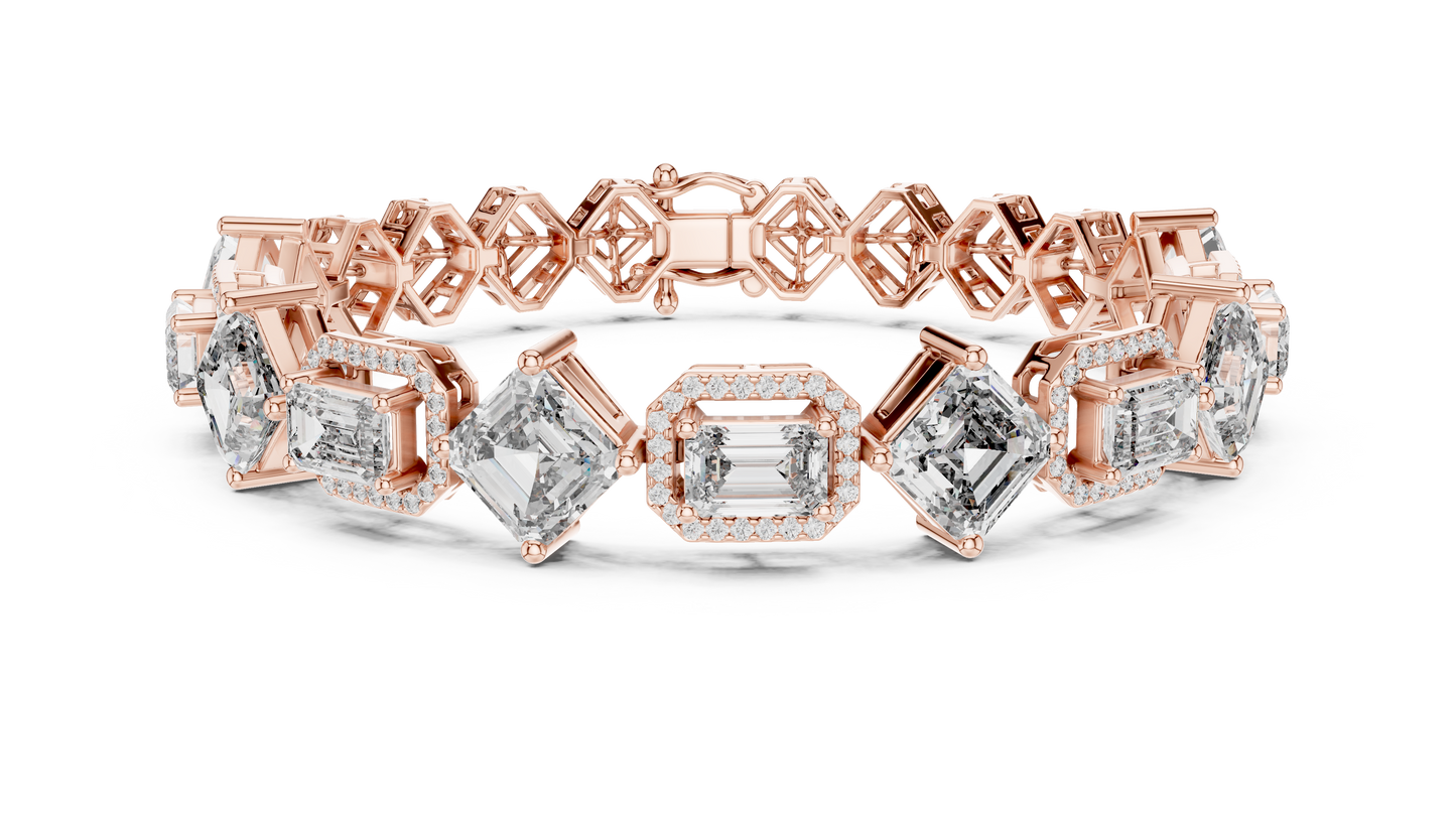 Unique Emerald Cut Diamond Tennis Bracelet