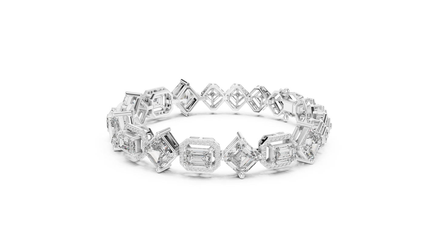 Unique Emerald Cut Diamond Tennis Bracelet