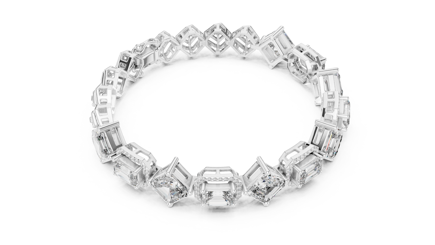 Unique Emerald Cut Diamond Tennis Bracelet