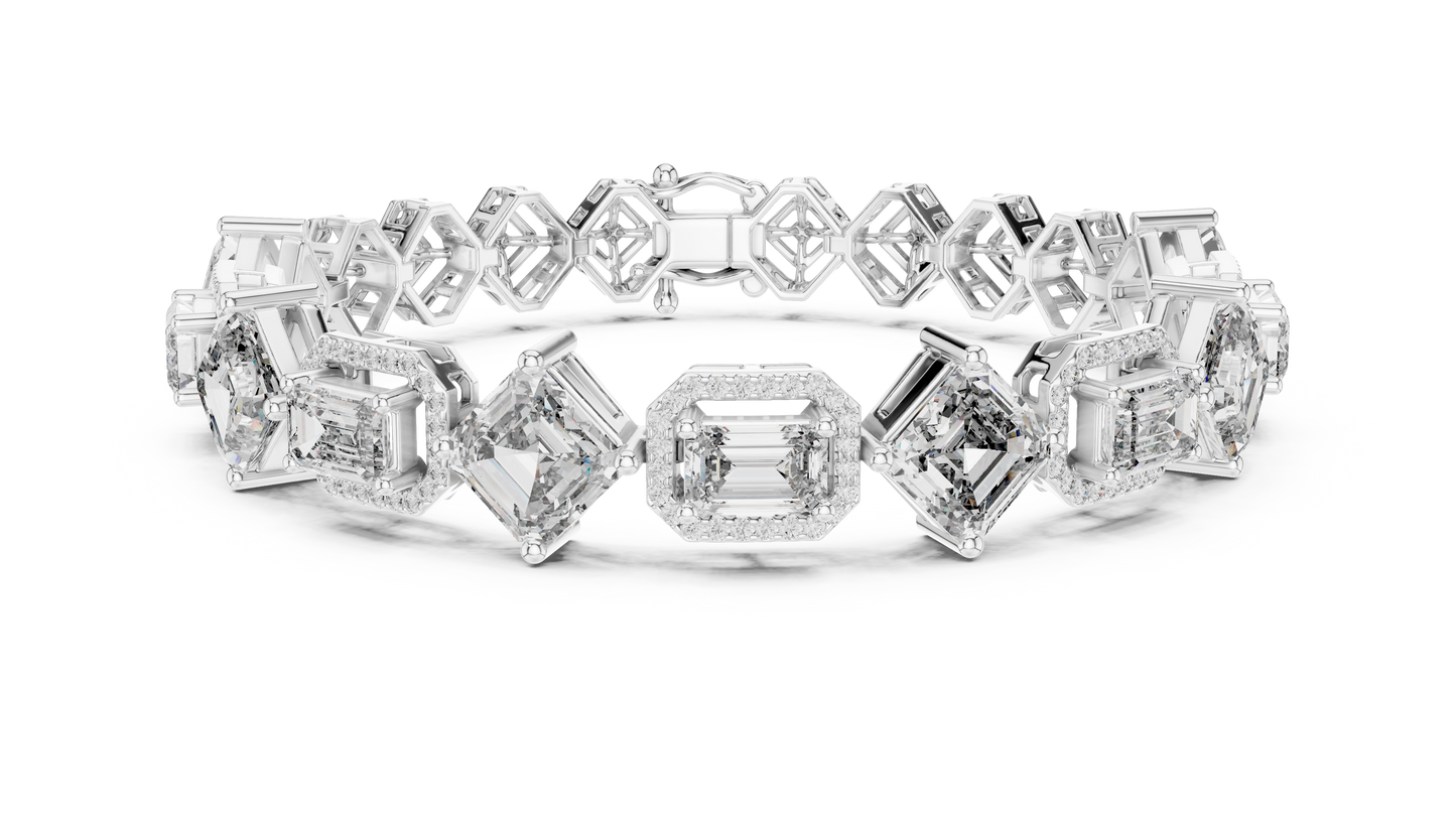 Unique Emerald Cut Diamond Tennis Bracelet