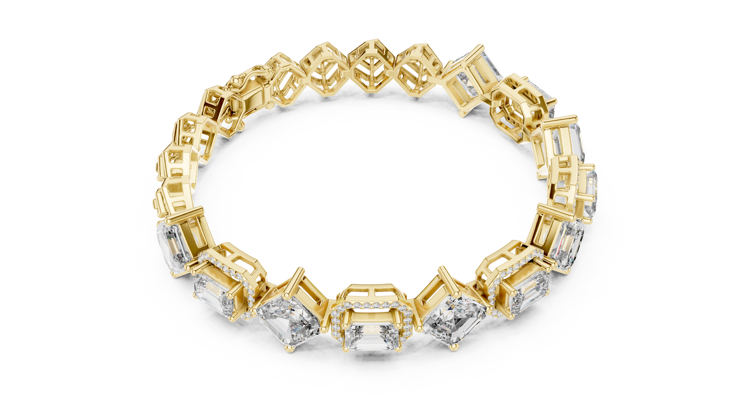 Unique Emerald Cut Diamond Tennis Bracelet