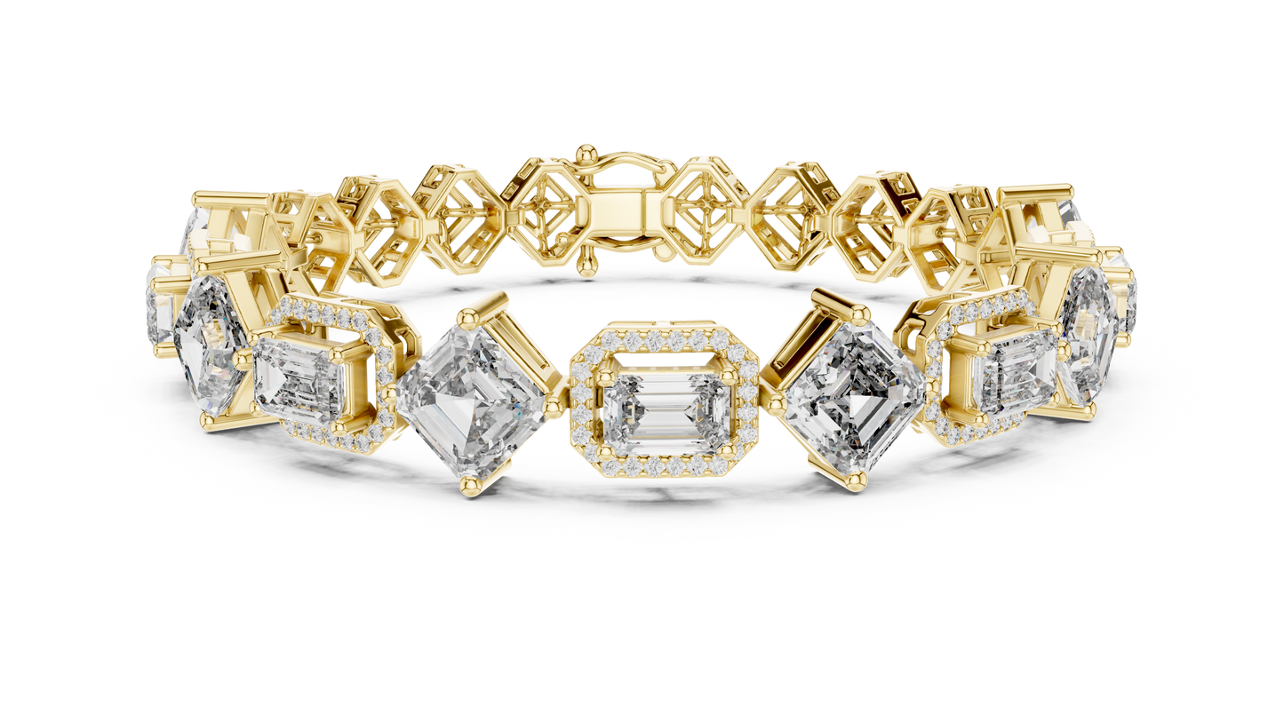 Unique Emerald Cut Diamond Tennis Bracelet