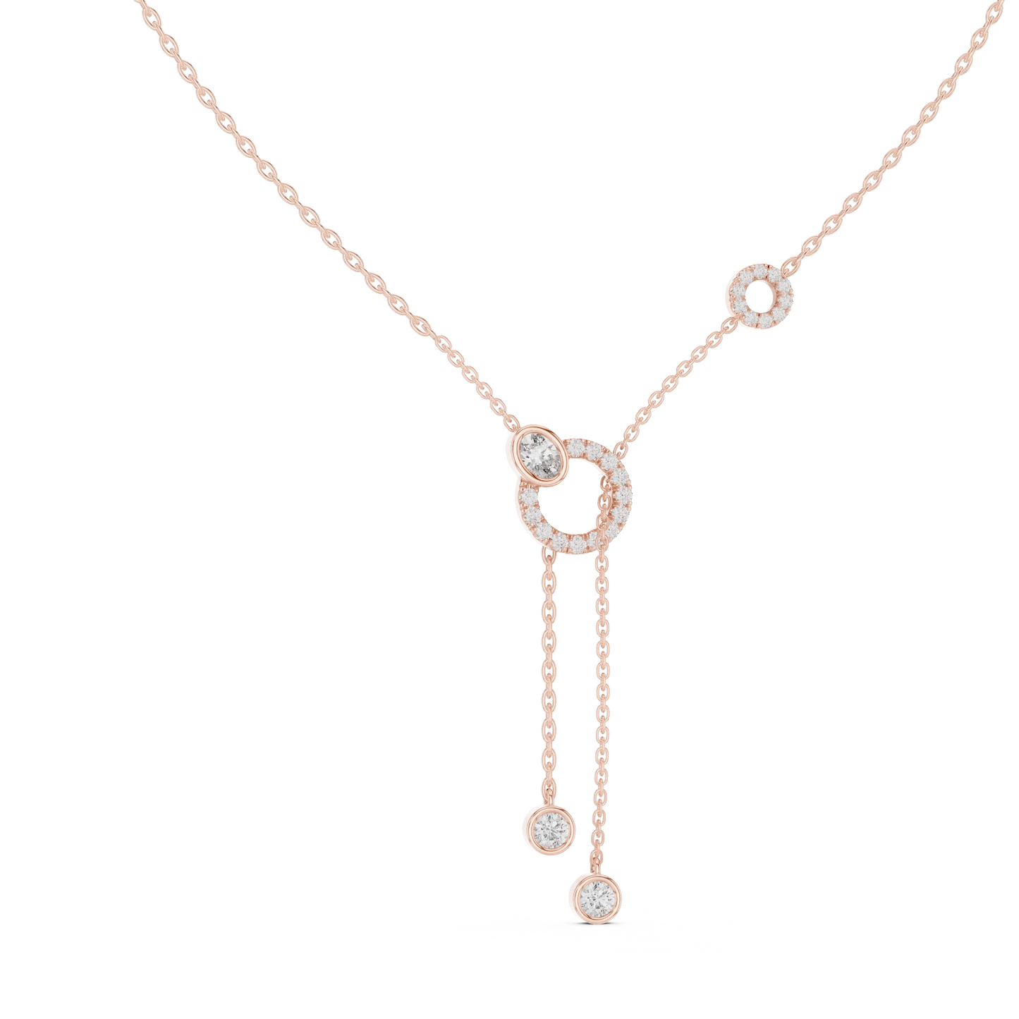 Diamond Circle Lariat Necklace
