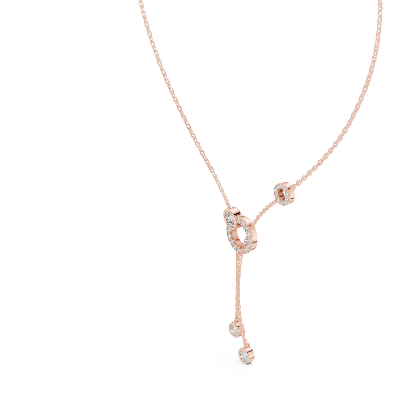 Diamond Circle Lariat Necklace