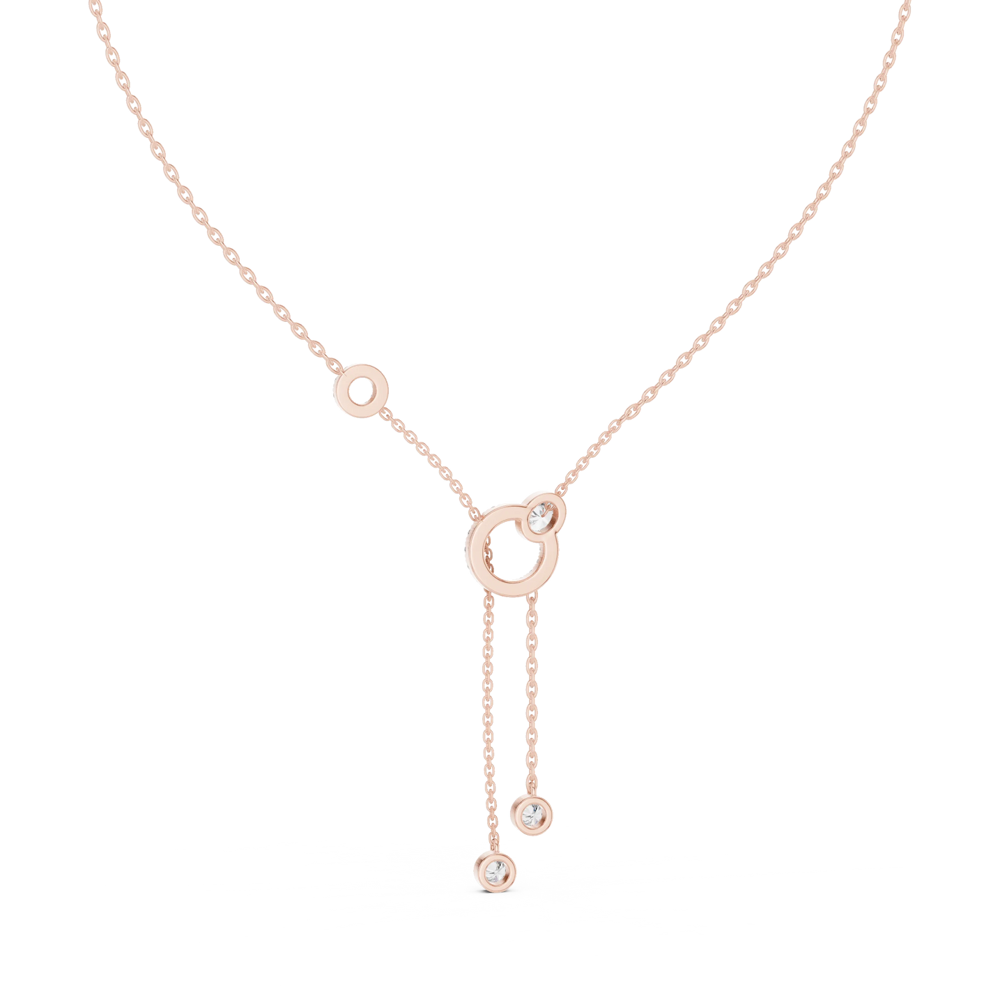 Diamond Circle Lariat Necklace