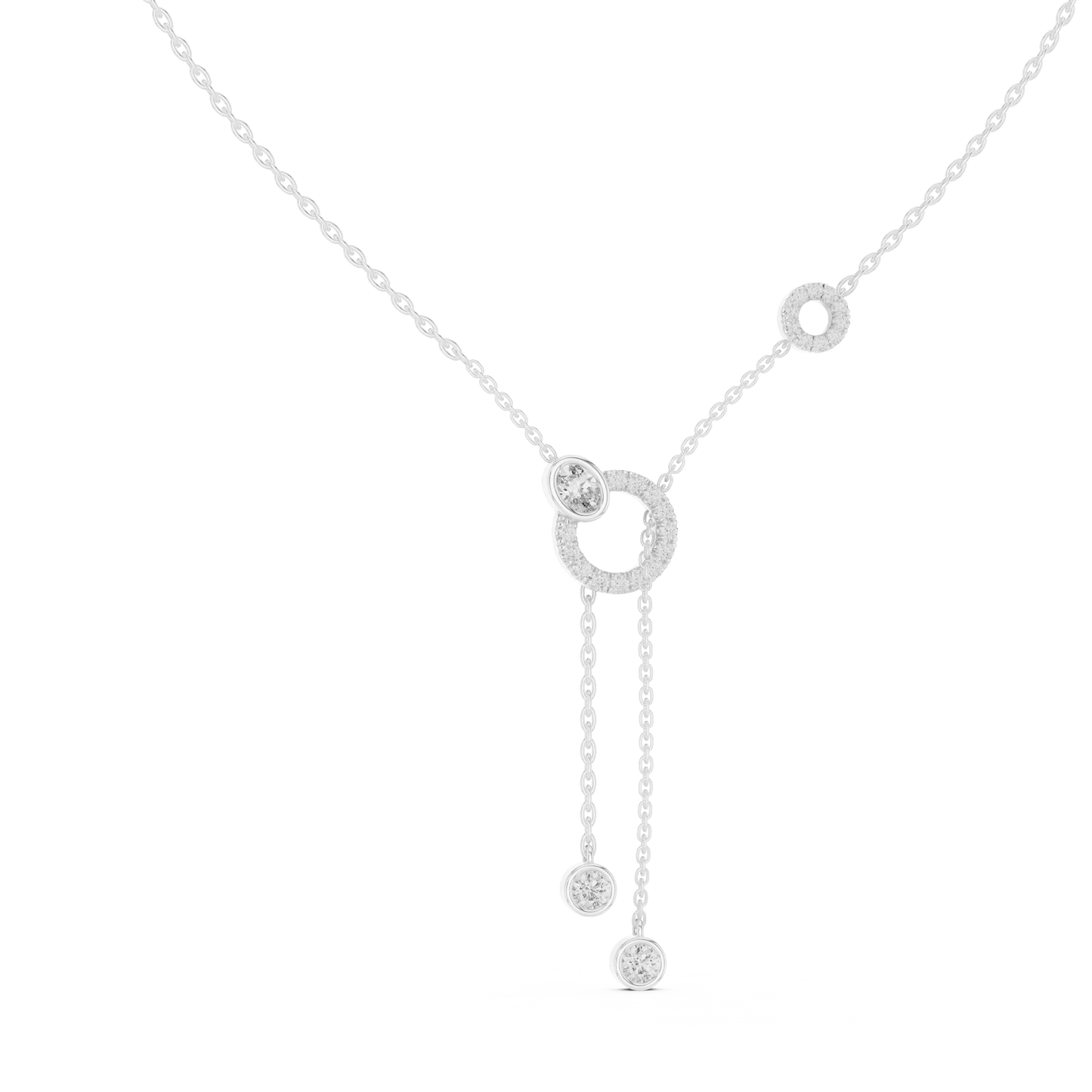 Diamond Circle Lariat Necklace