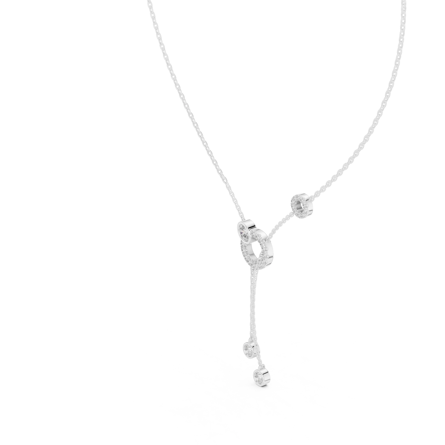 Diamond Circle Lariat Necklace
