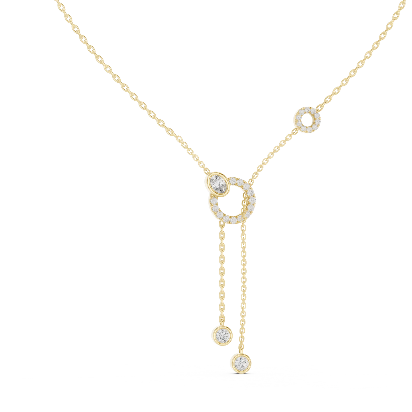 Diamond Circle Lariat Necklace