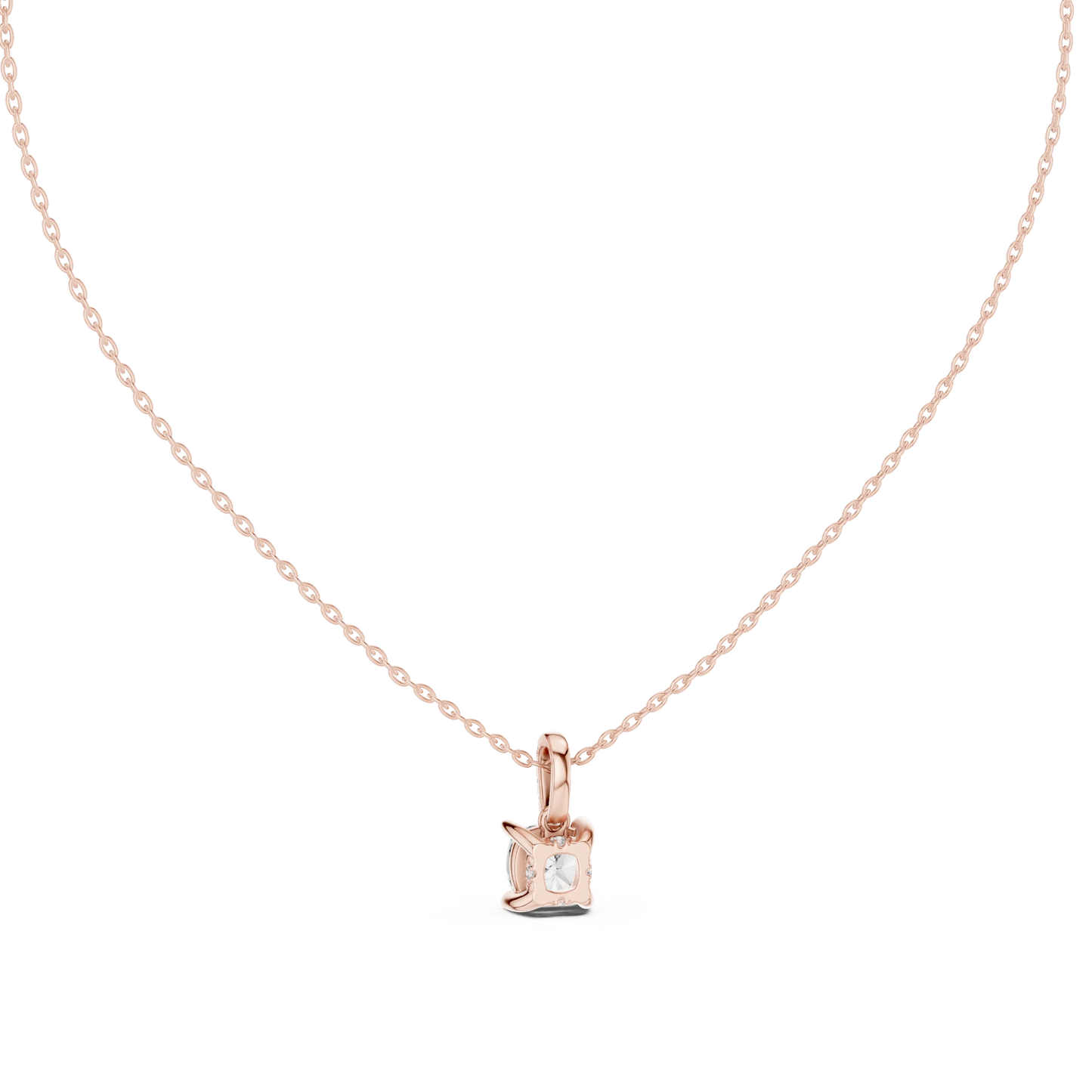 Princess Cut Diamond Solitaire Pendant with Pave Bail