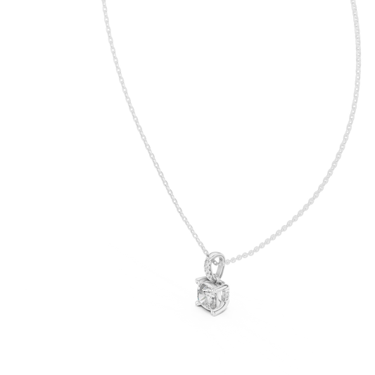 Princess Cut Diamond Solitaire Pendant with Pave Bail