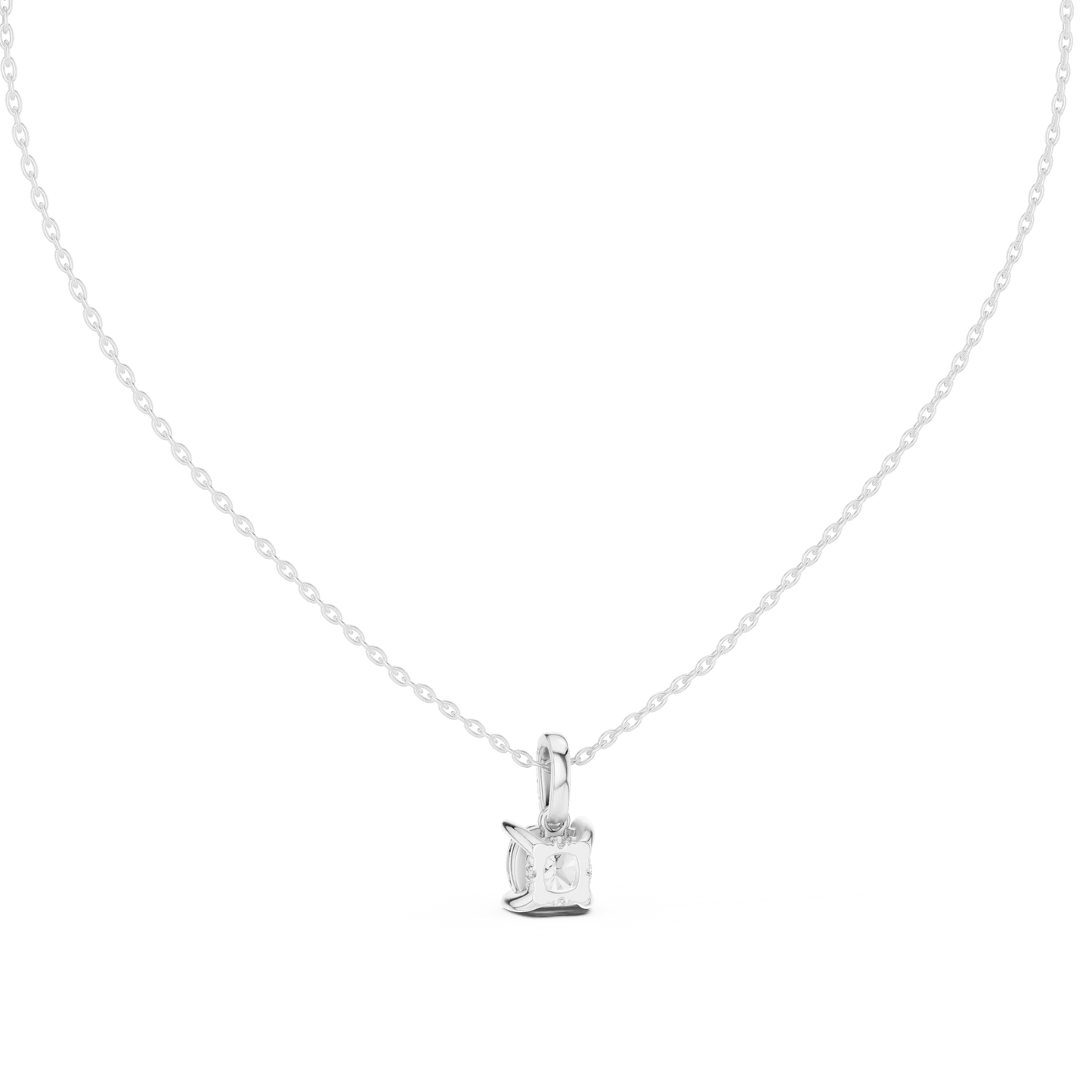 Princess Cut Diamond Solitaire Pendant with Pave Bail