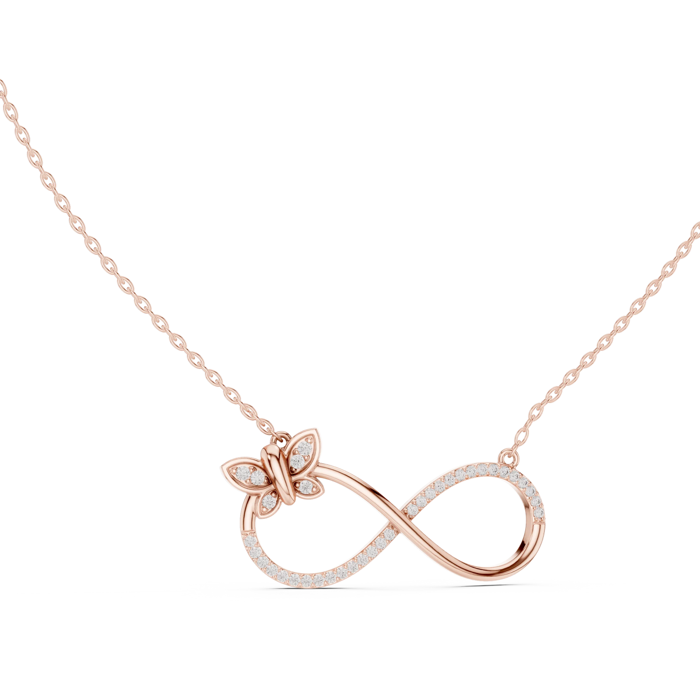 Diamond Butterfly Infinity Necklace