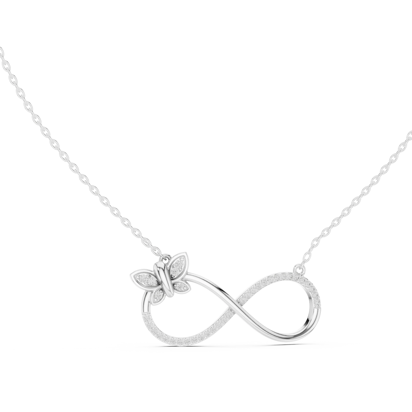 Diamond Butterfly Infinity Necklace