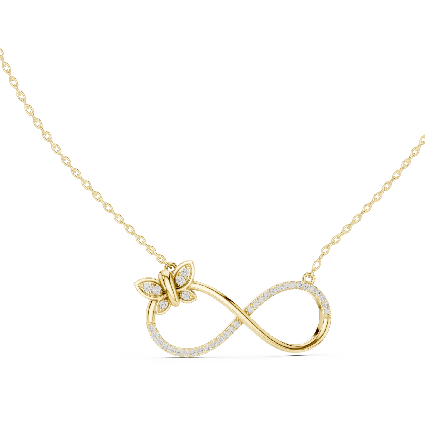 Diamond Butterfly Infinity Necklace