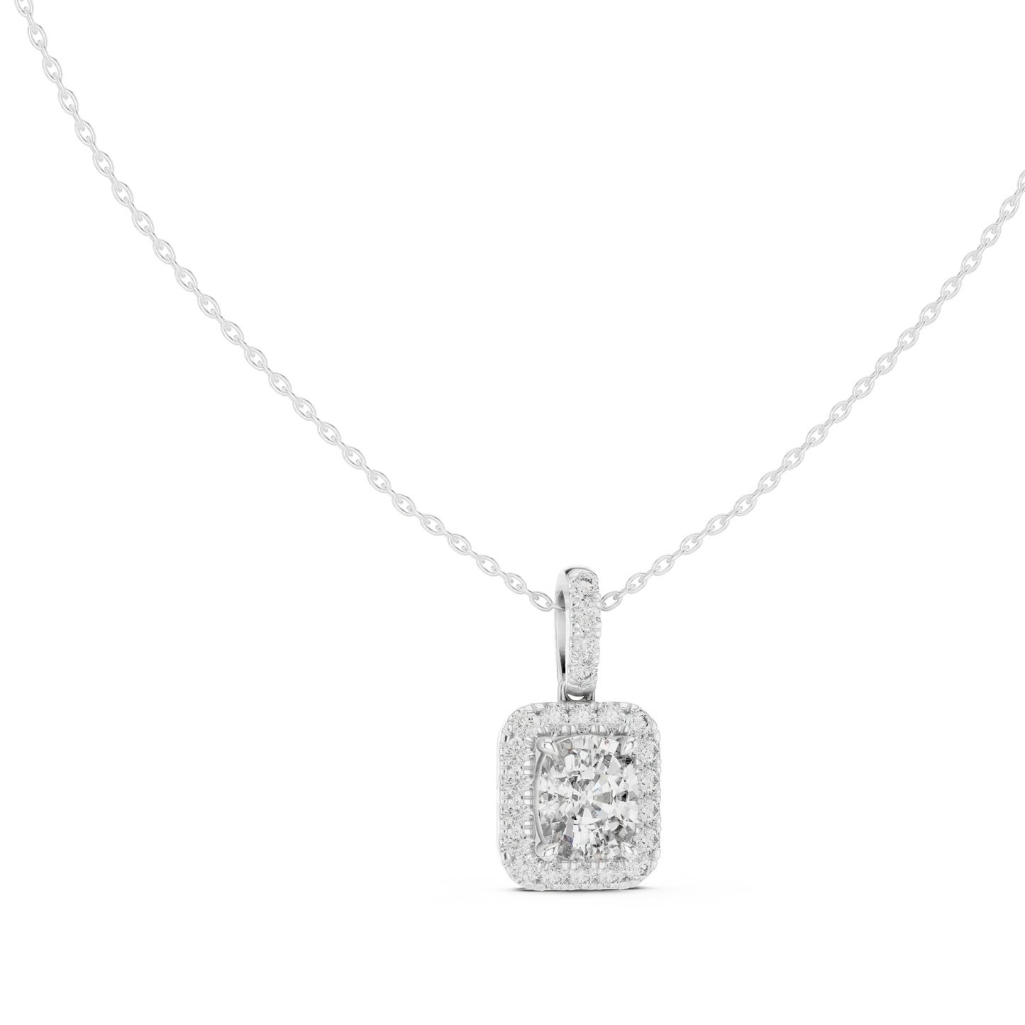 Cushion Cut Diamond Halo Pendant