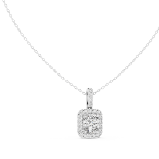 Cushion Cut Diamond Halo Pendant