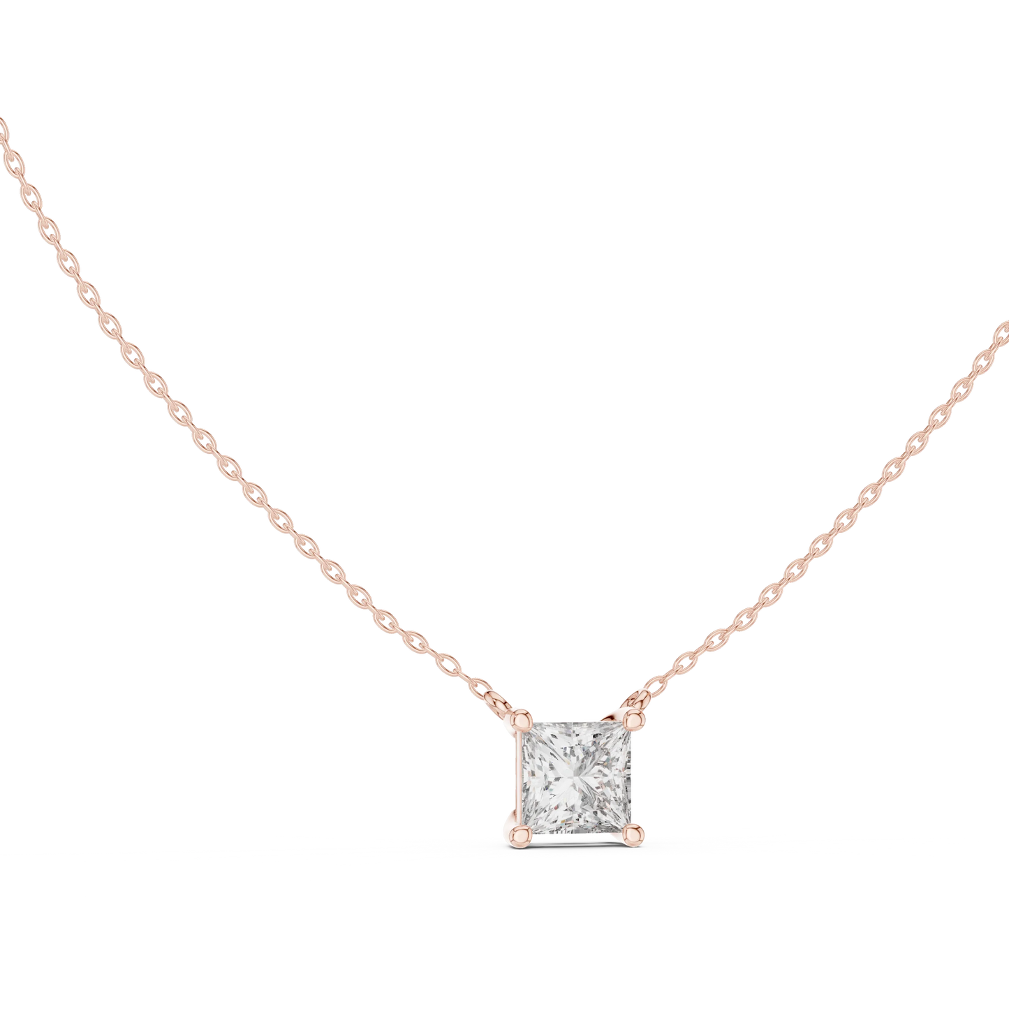 Princess Cut Solitaire Pendant Necklace