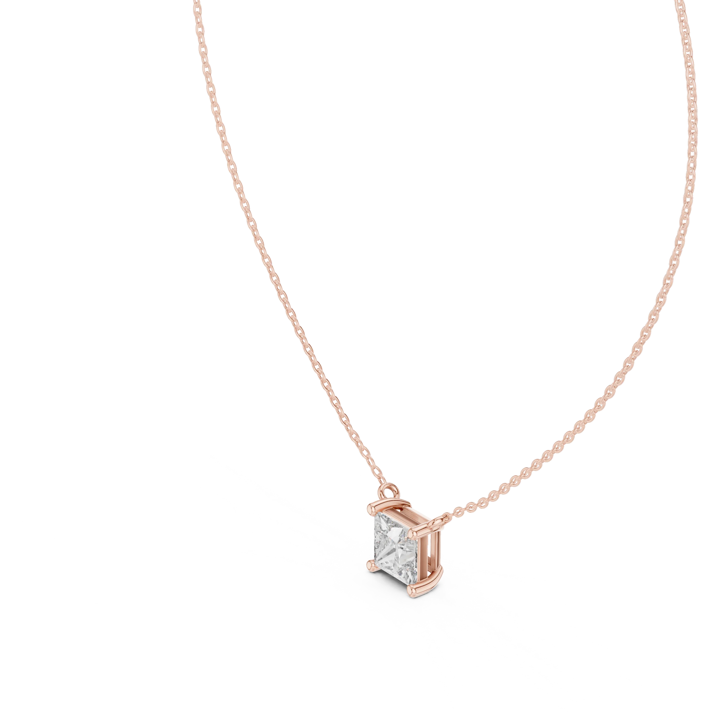 Princess Cut Solitaire Pendant Necklace