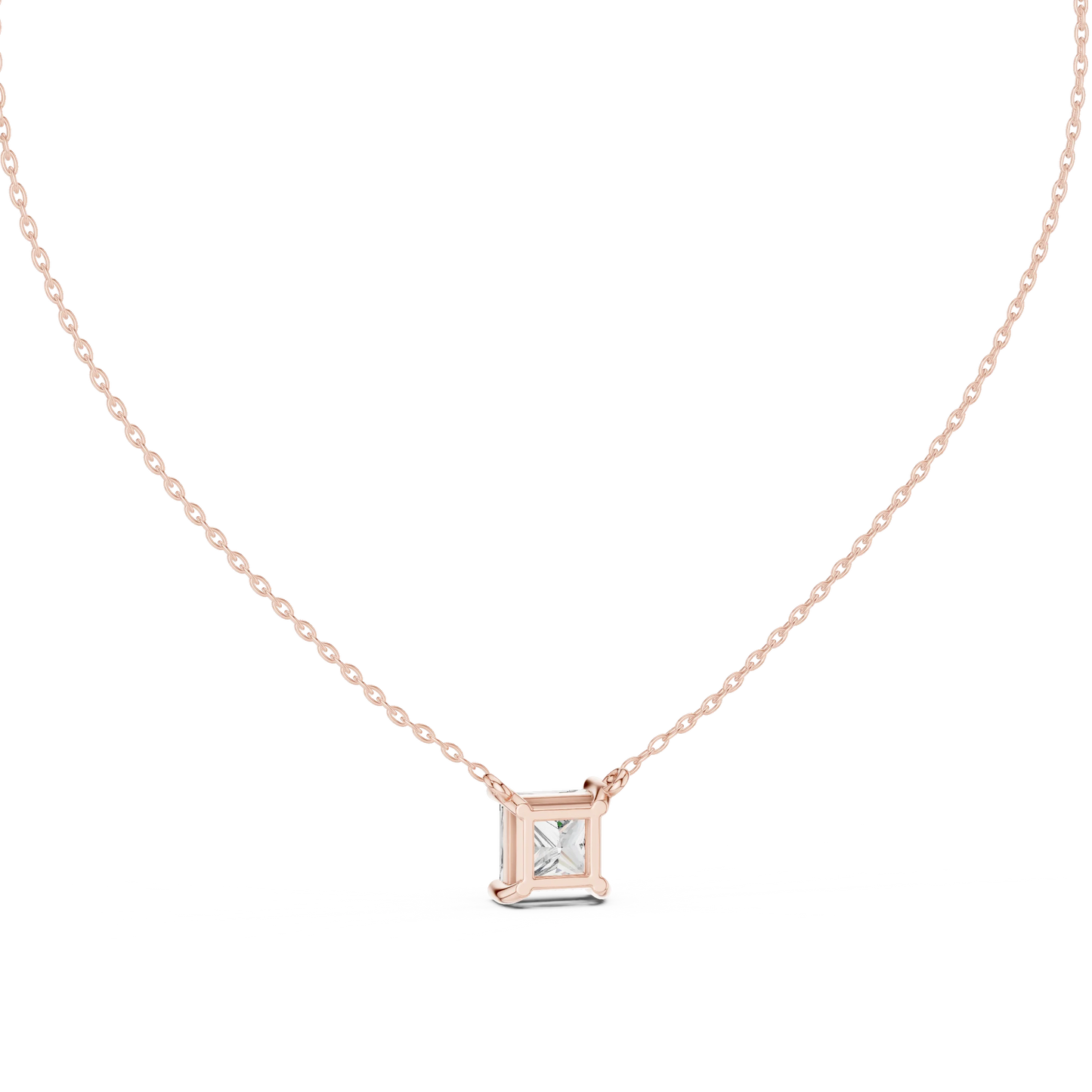 Princess Cut Solitaire Pendant Necklace