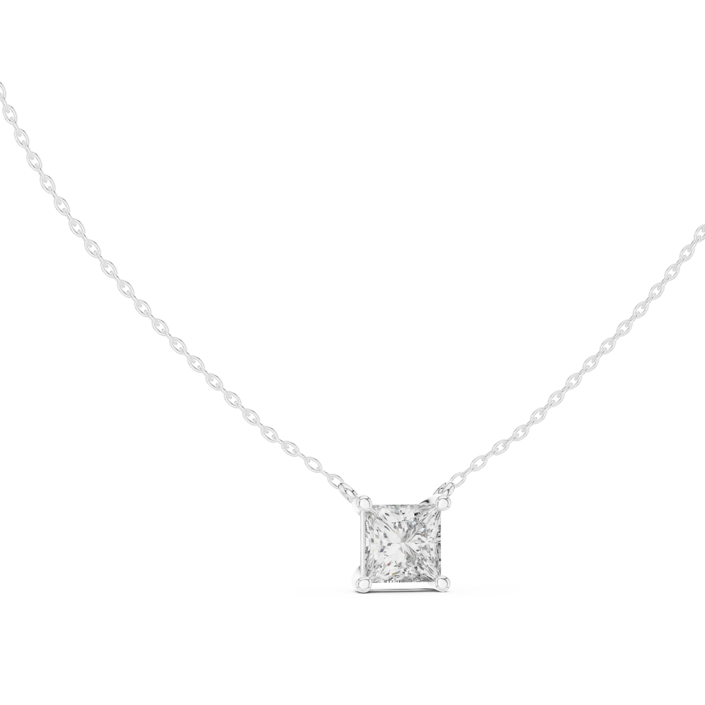 Princess Cut Solitaire Pendant Necklace