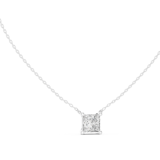 Princess Cut Solitaire Pendant Necklace