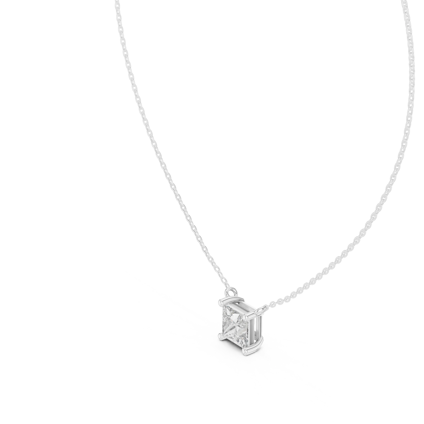 Princess Cut Solitaire Pendant Necklace