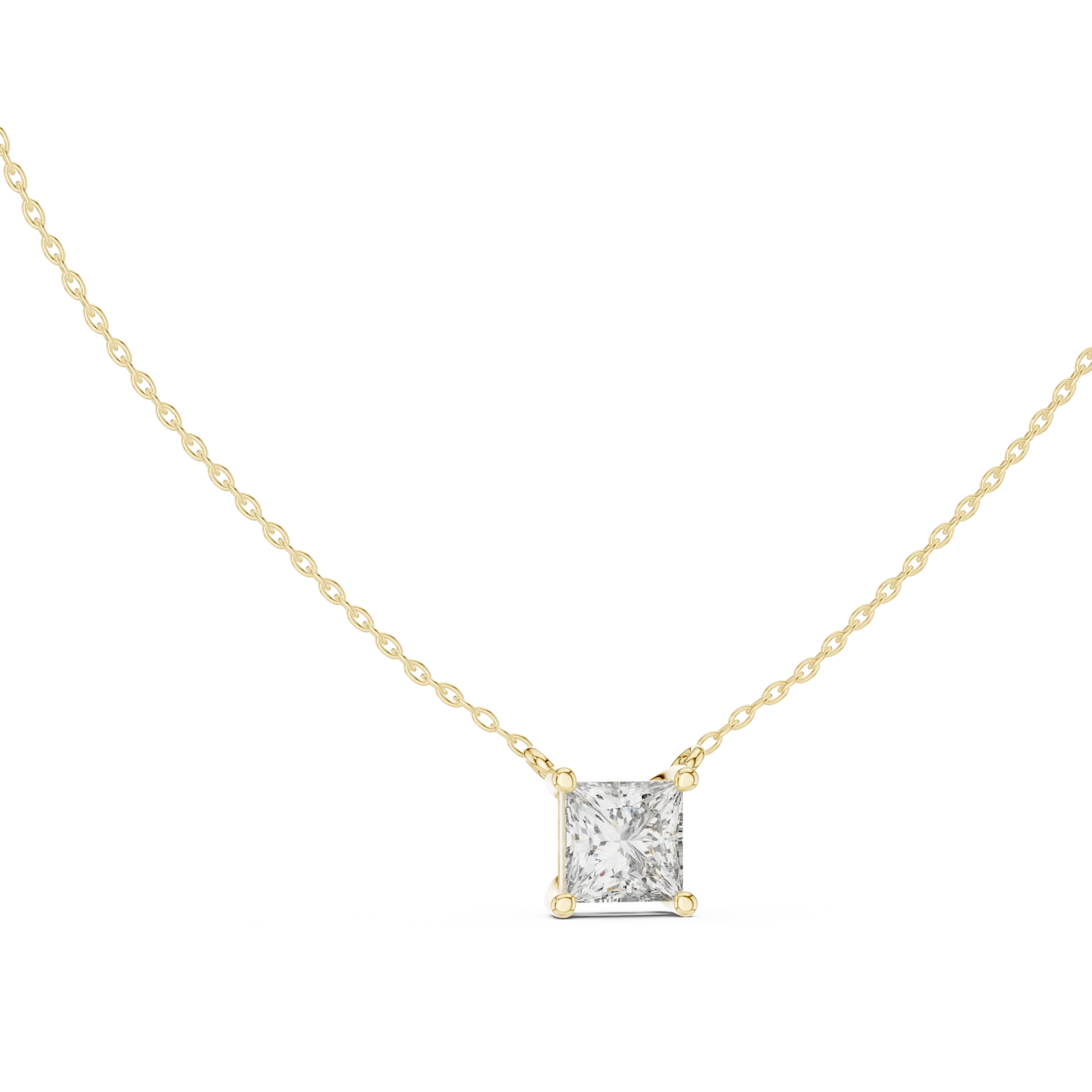 Princess Cut Solitaire Pendant Necklace