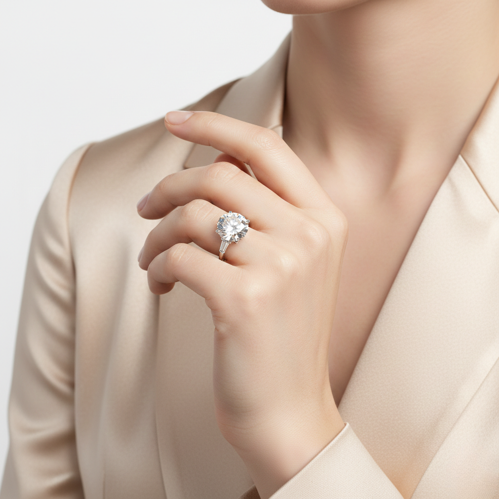 White Gold Round Diamond Three-Stone Ring