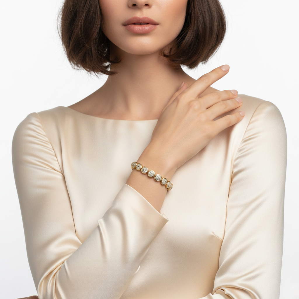 Yellow Gold Round Diamond Bracelet