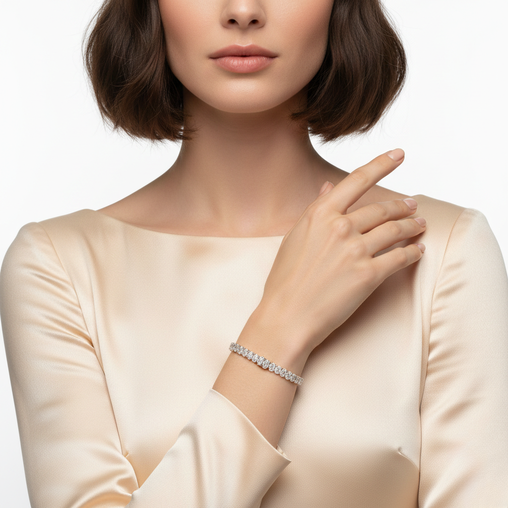 White Gold Oval Diamond Bracelet