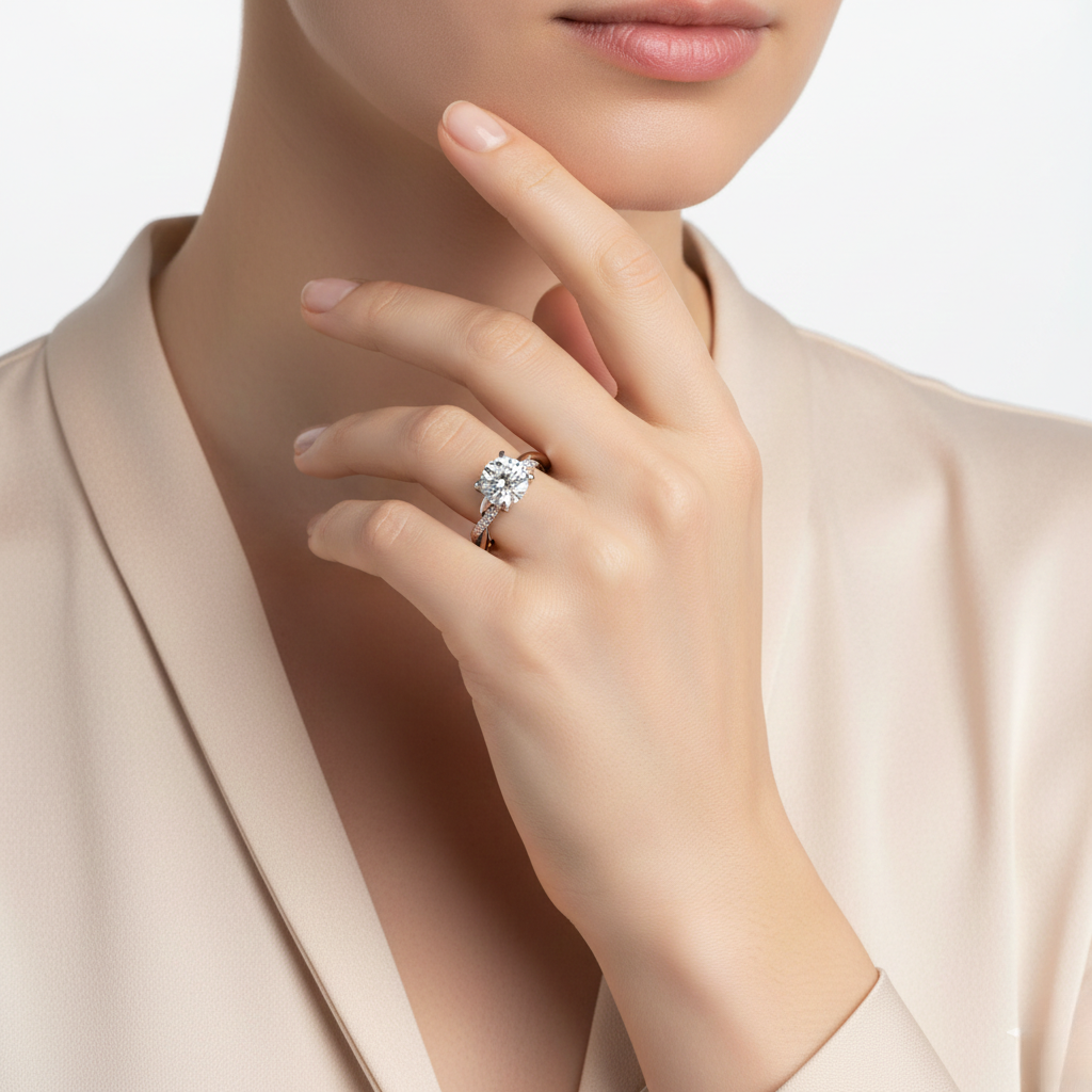 Dual Tone Round Diamond Ring