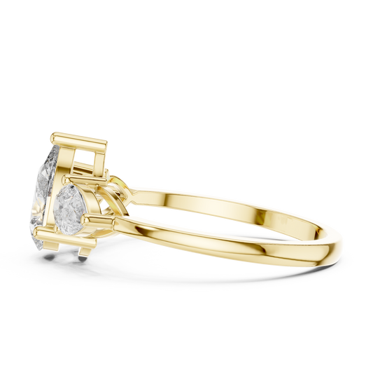 Pear Cut Three Stone Ring