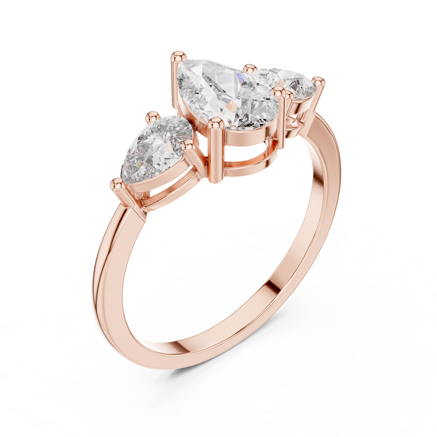Pear Cut Three Stone Ring