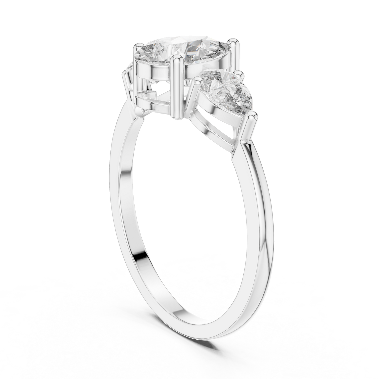 Pear Cut Three Stone Ring