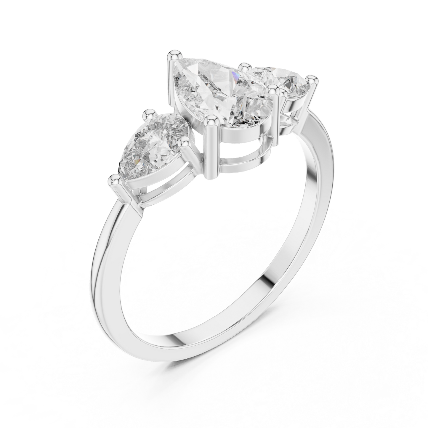 Pear Cut Three Stone Ring