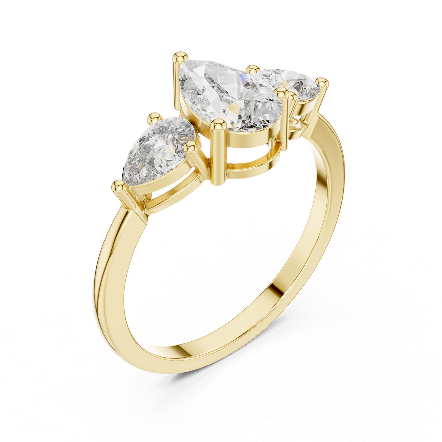 Pear Cut Three Stone Ring