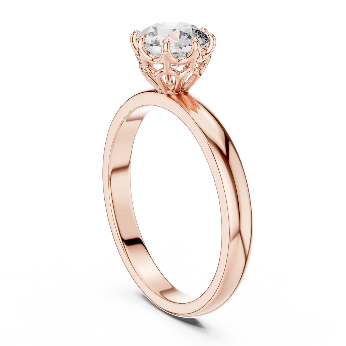 1ct Round Diamond Vintage Crown Solitaire Ring