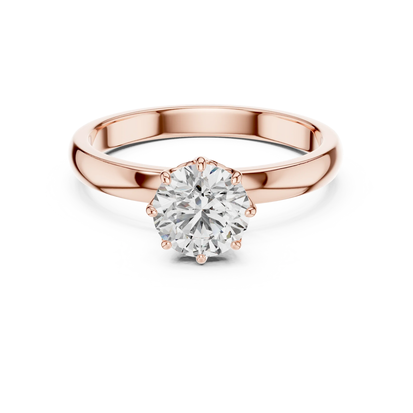 1ct Round Diamond Vintage Crown Solitaire Ring