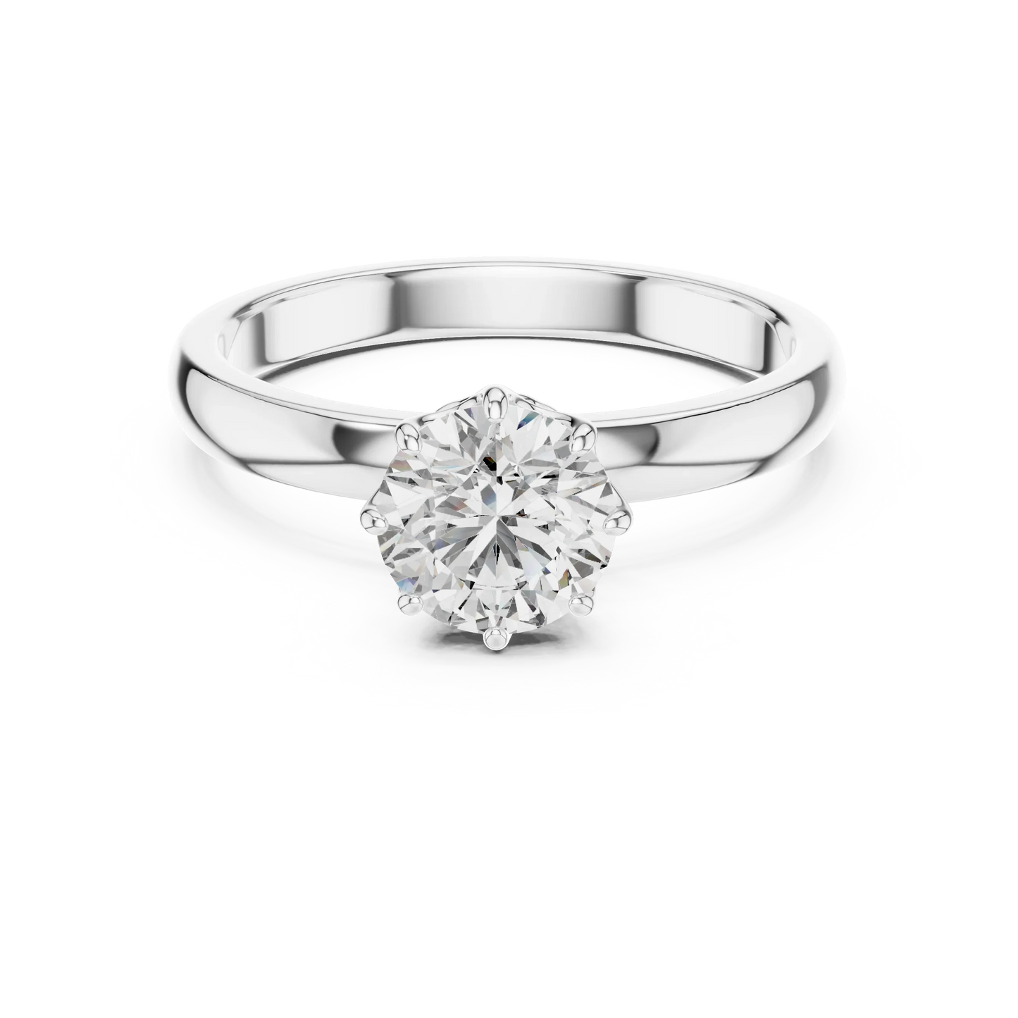 1ct Round Diamond Vintage Crown Solitaire Ring