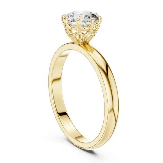 1ct Round Diamond Vintage Crown Solitaire Ring